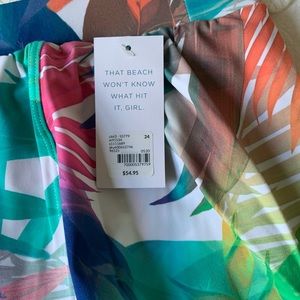 ☀️Cacique SZ 24 Multi-colored Tropical Fern Swim Shorts under Skirt